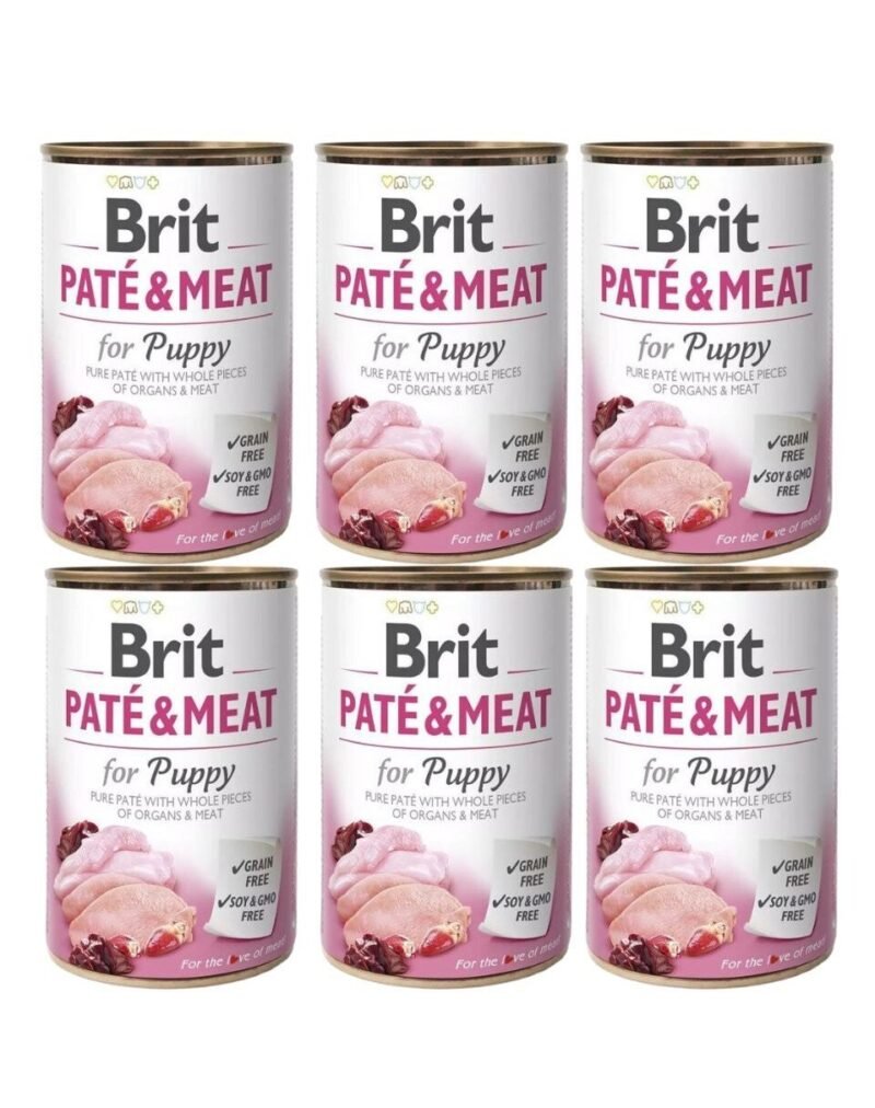 Brit Care konservai šunims Chicken&Turkey Pate&Meat for Puppy 400g. x 6vnt.