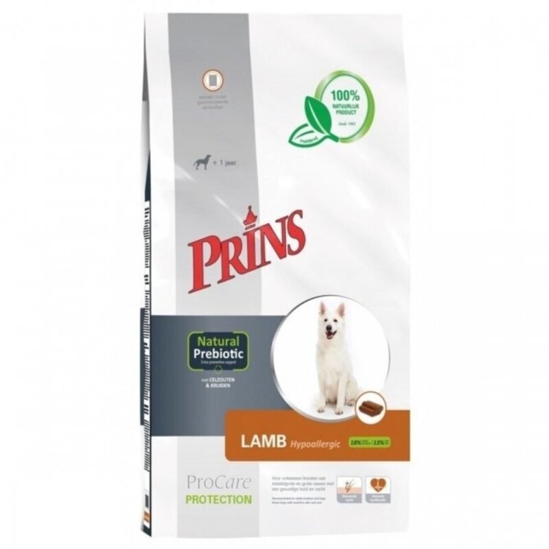 PRINS PROCARE PROTECTION LAMB HYPOALLERGIC SAUSAS MAISTAS SUAUGUSIEMS ŠUNIMS SU ĖRIENA 3kg - 15kg