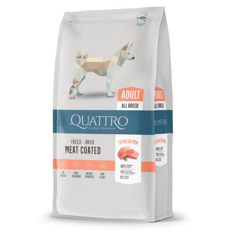 Quattro Extra Salmon Adult sausas maistas šunims 12 kg